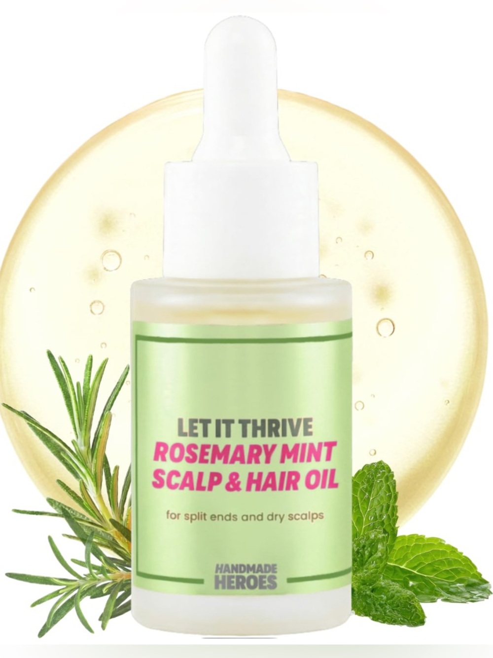 NEW Handmade Heroes Let It Thrive Rosemary Mint Hair Oil 0.8 oz